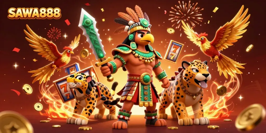 Experience exciting gameplay with SAWA888 featuring dynamic slot elements and colorful characters.