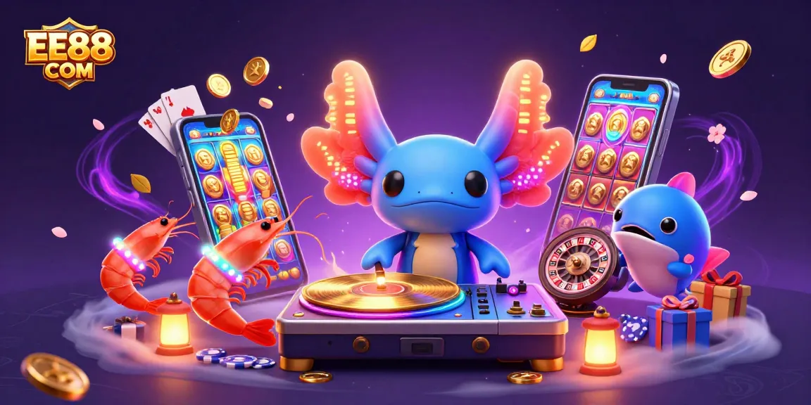Experience exciting gameplay and vibrant visuals with EE88 COM at this neon casino scene.