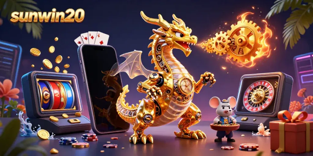 Experience the dynamic excitement of sunwin20 with a golden dragon and vibrant slot games!