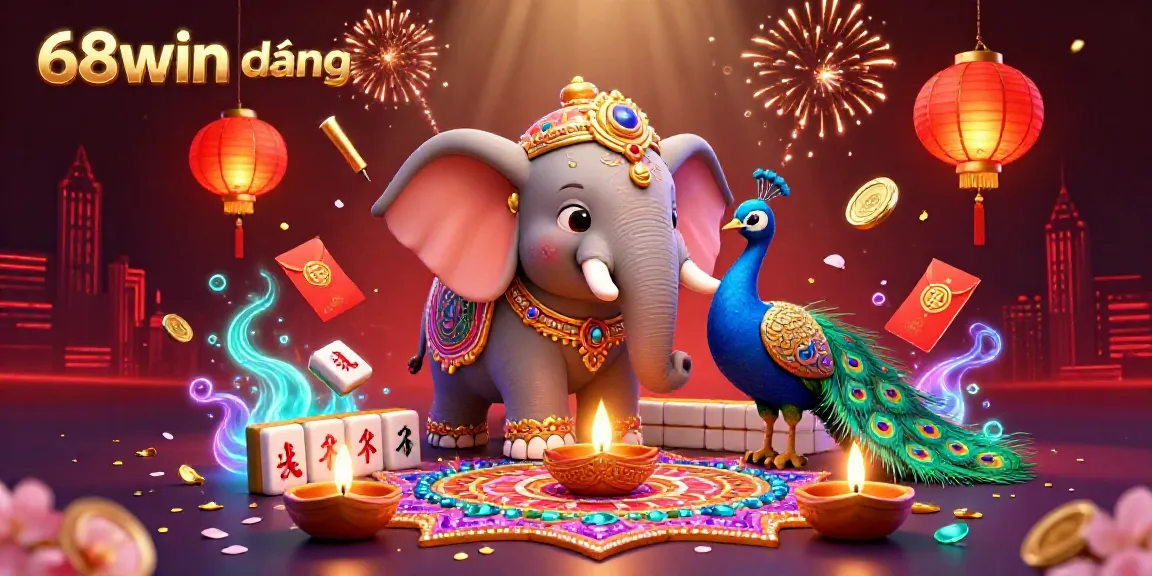 Experience 68win đăng nhập with a vibrant, lively casino-themed 3D digital illustration.
