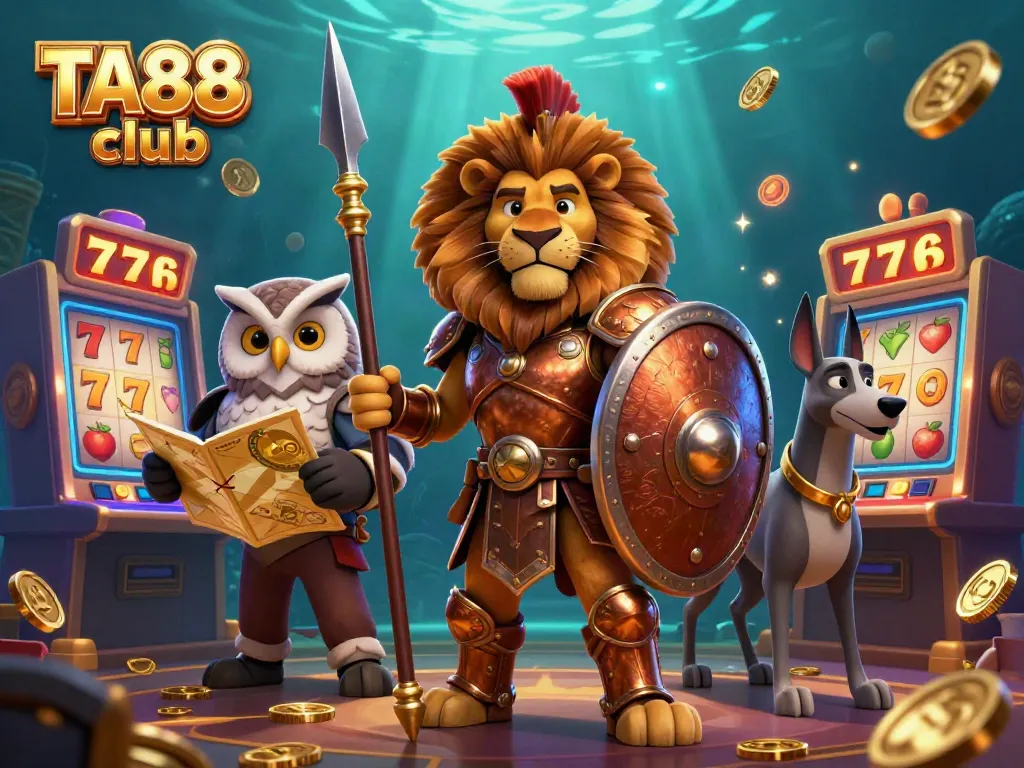 Engage with the TA88 club adventure featuring iconic gaming symbols and vibrant characters.