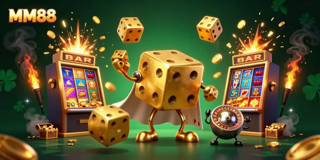Experience the thrill of MM88 gaming with a vibrant 3D representation of winning moments and excitement.