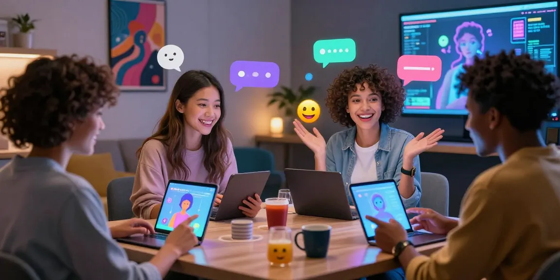 Engaging ai sex chat scene with diverse avatars in a digital environment, highlighting playful interaction and user creativity.