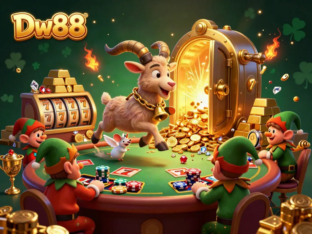 Experience the excitement at Dw88 casino with festive characters and dynamic game elements.